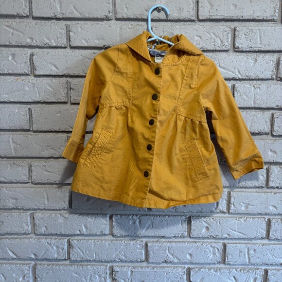 Rachel Zoe Jacket Girls Toddler 18 Months Mustard Yellow Hooded Snap Closure - Picture 1 of 6